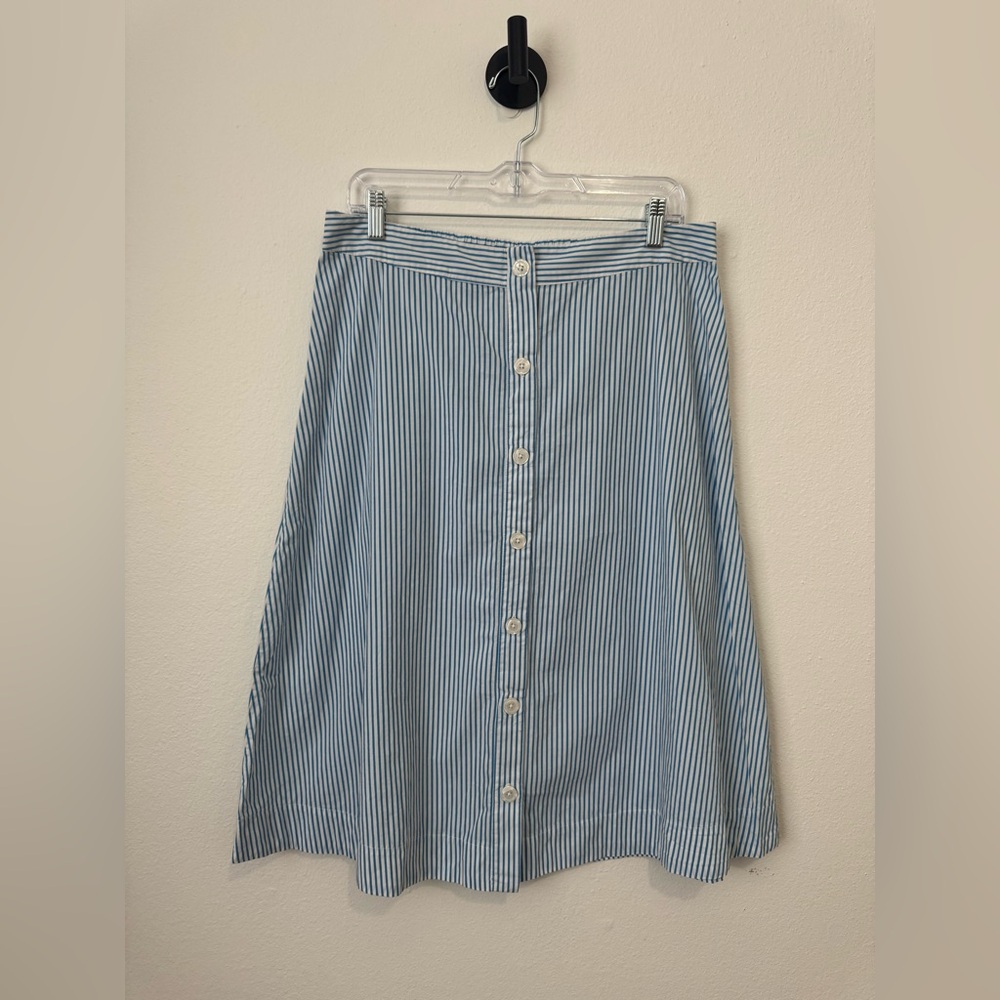 Blue and White Striped A-Line Skirt